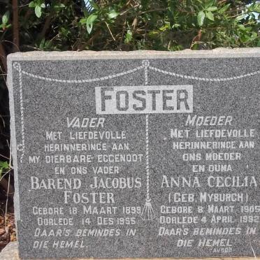 FOSTER Barend Jacobus 1899-1955 &amp; Anna Cecilia MYBURGH 1905-1982