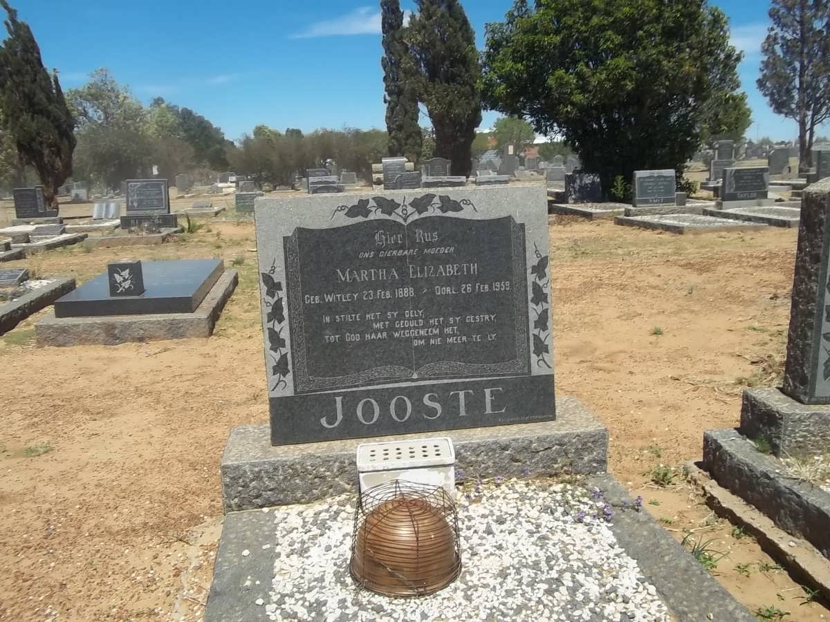 JOOSTE Martha Elizabeth nee WITLEY 1888-1959