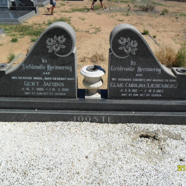 JOOSTE Gert Jacobus 1906-1989 &amp; Elsie Carolina LIEBENBERG 1912-1967