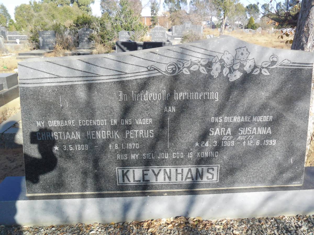 KLEYNHANS Christiaan Hendrik Petrus 1909-1970 &amp; Sara Susanna ROETS 1908-1999