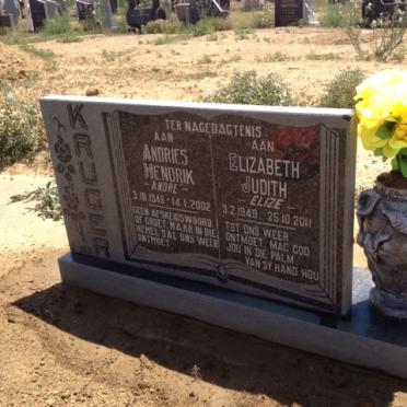 KRUGER Andries Hendrik 1946-2002 &amp; Elizabeth Judith SPAMER 1949-2011
