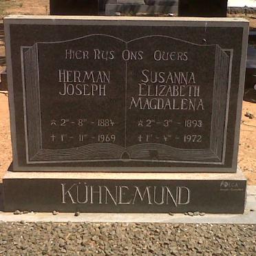 KUHNEMUND Herman Joseph 1884-1969 &amp; Susanna Elizabeth Magdalena 1893-1972