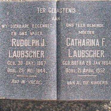 LAUBSCHER Rudolph J. 1867-1944 &amp; Catharina F. BOTHA 1884-1952