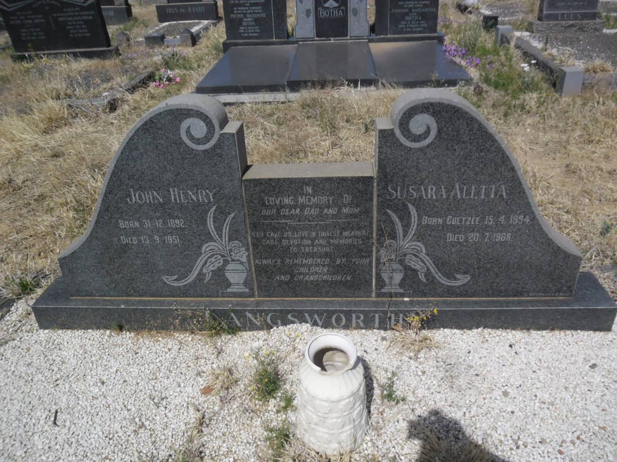 LANGSWORTH John Henry 1892-1951 & Susara Aletta COETZEE 1894-1968