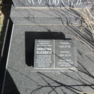 Mac DONALD Carl Frederick 1922-1978 &amp; Christina Elizabeth 1923-2001    