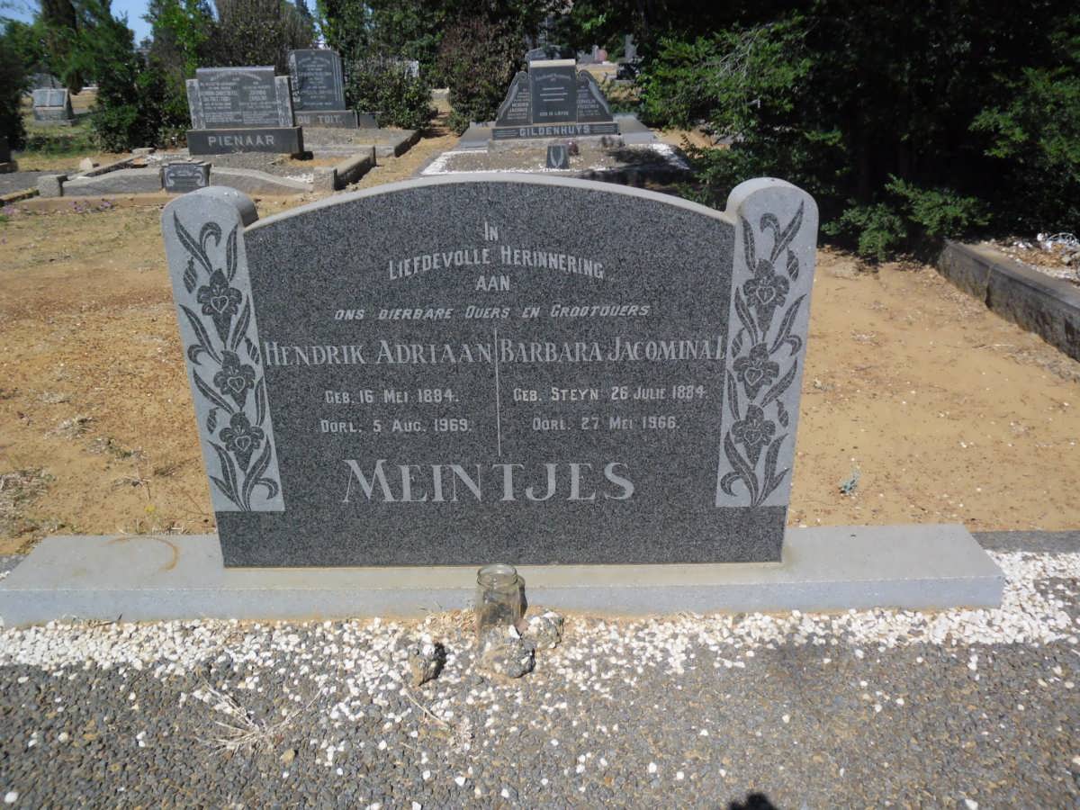MEINTJES Hendrik Adriaan 1884-1969 & Barbara Jacomina L. STEYN 1884-1966