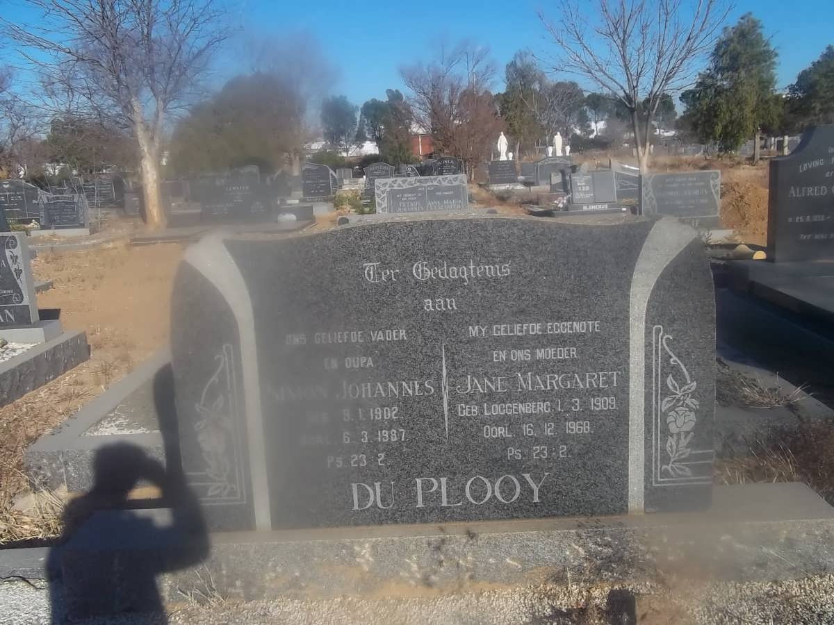 PLOOY Simon Johannes, du 1902-1987 & Jane Margaret LOGGENBERG 1909-1968