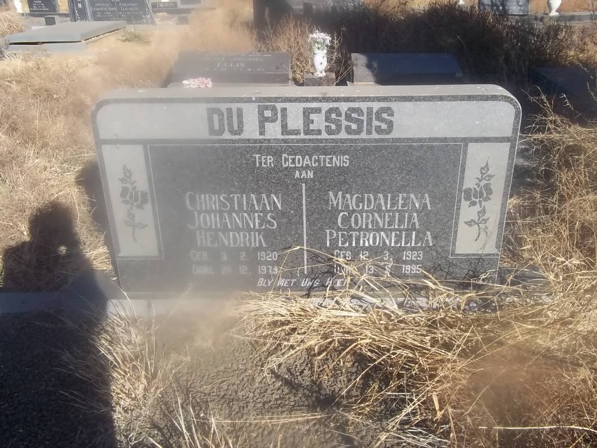 PLESSIS Christiaan Johannes Hendrik, du 1920-1973 & Magdalena Cornelia Petronella 1923-1995