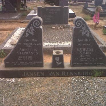 RENSBURG Arnoldus Stephanus, Jansen van 1888-1963 &amp; Catharina Susara Maryna VERMAAK 1901-1972