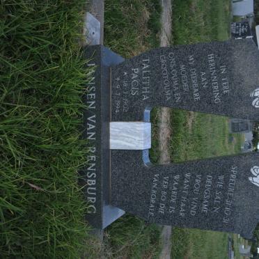 RENSBURG Talitha Pacis, Jansen van 1902-1994