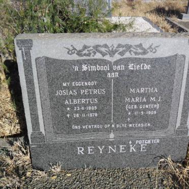 REYNEKE Josias Petrus Albertus 1905-1978 &amp; Martha Maria M.J. POTGIETER nee GUNTER 1909-