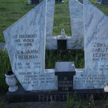 RHEEDER Benjamin Fredeman 1934-1995 &amp; Johanna Christina Hermina 1936-2006