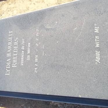 RHEEDERS Lydia Harriett formerly DU TOIT nee WATSON 1891-1972