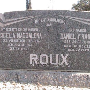 ROUX Daniel Francois 1877-1949 &amp; Cicelia Magdalena VAN HEERDEN 1883-1946