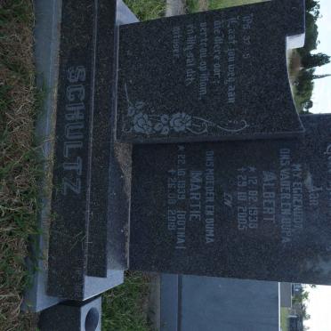 SCHULTZ Albert 1938-2005 &amp; Martie BOTHA 1939-2018