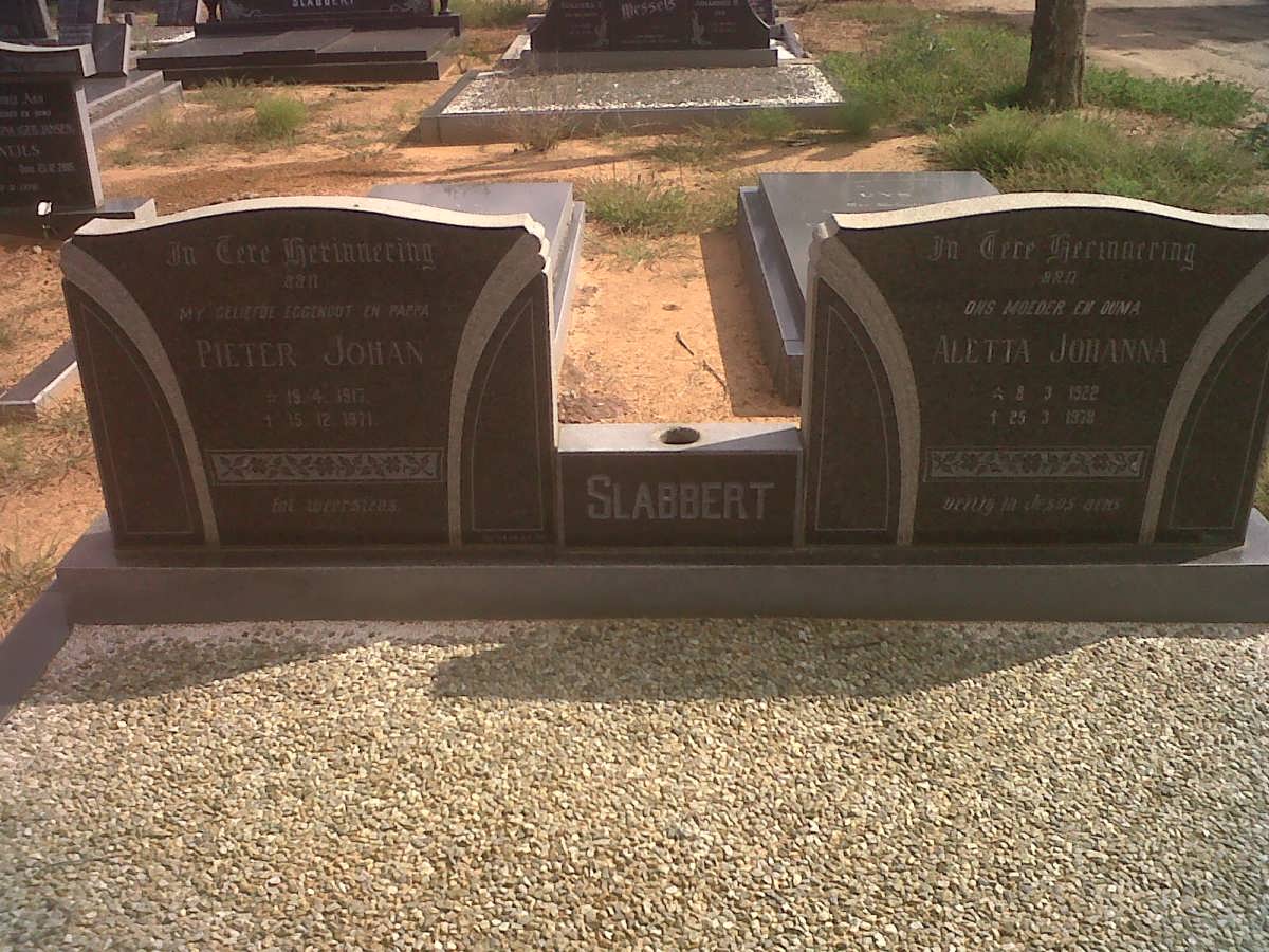 SLABBERT Pieter Johan 1917-1971 &amp; Aletta Johanna 1922-1978
