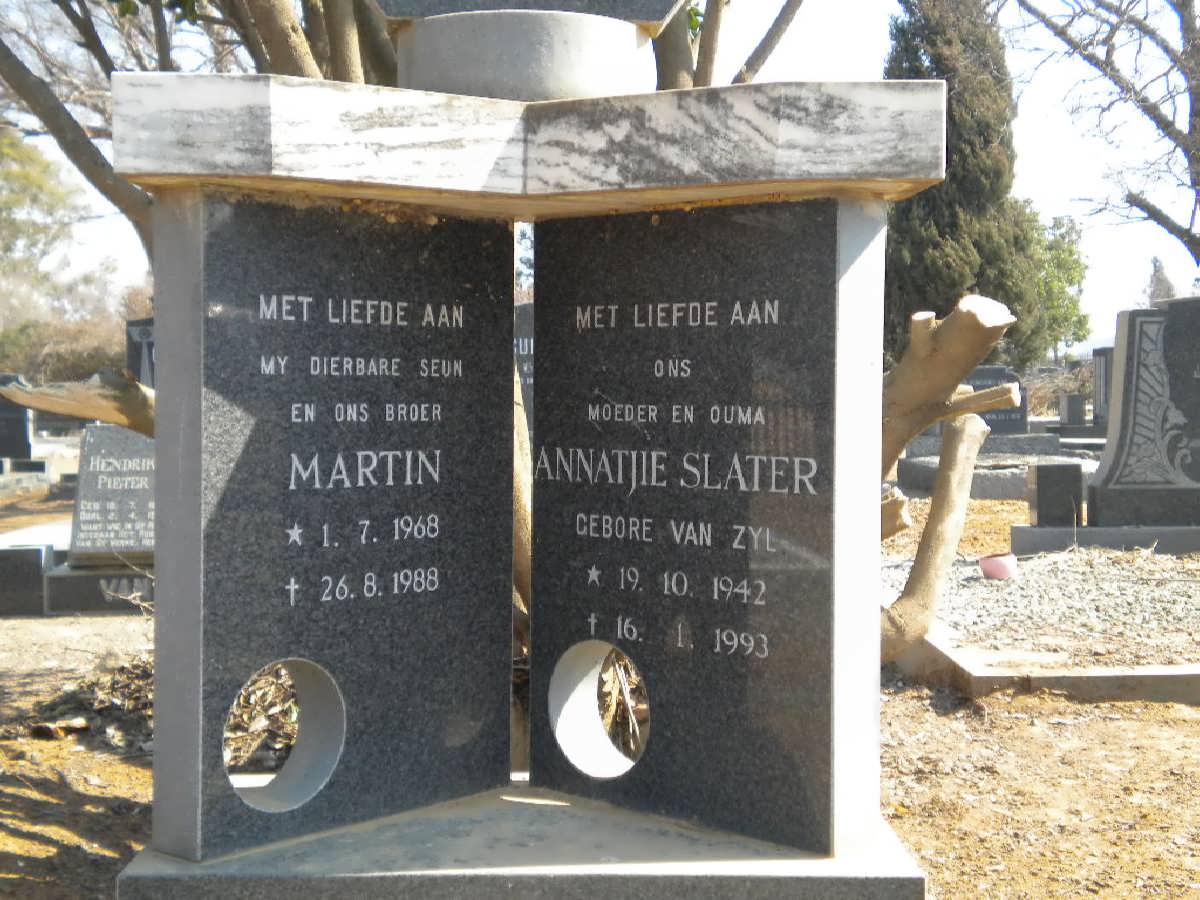 SLATER Annatjie nee VAN ZYL 1942-1993 :: SLATER Martin 1968-1988