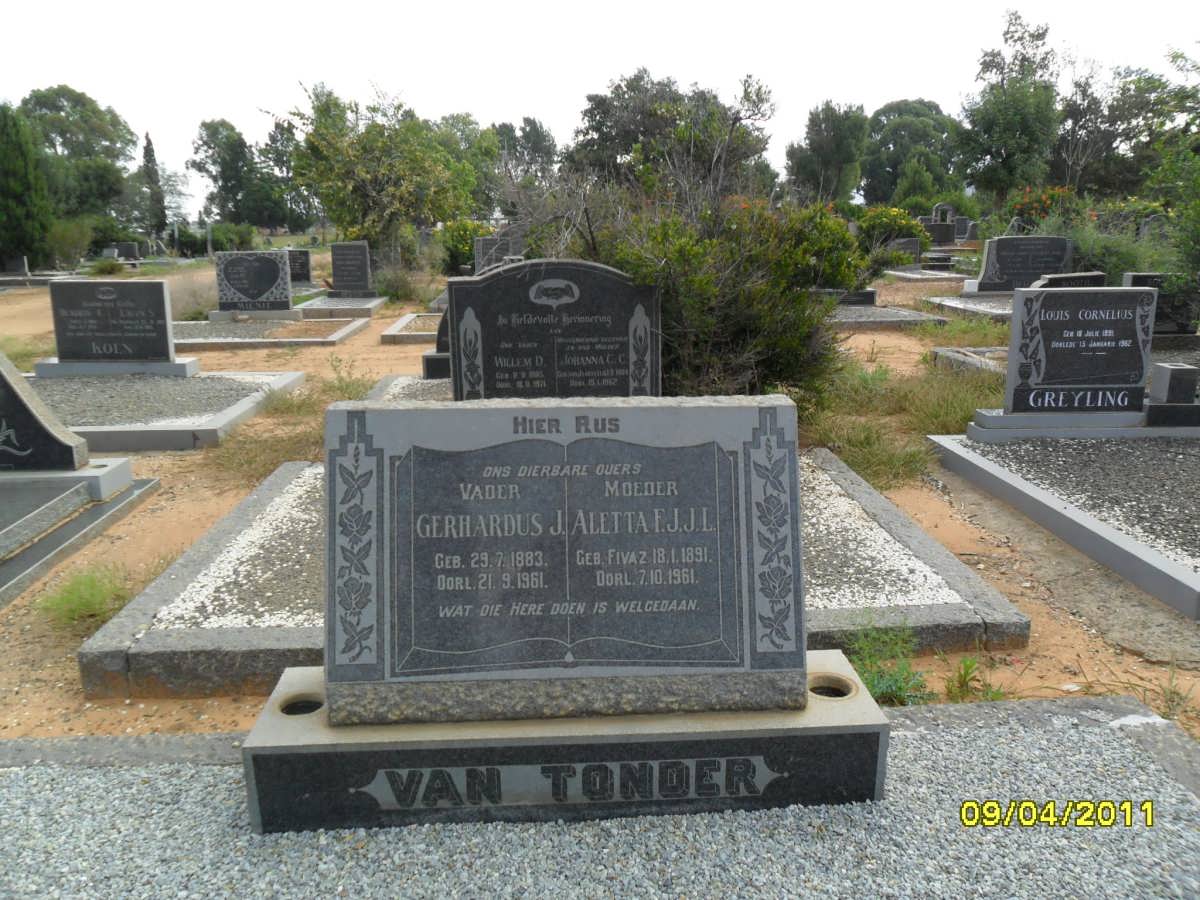TONDER Gerhardus J., van 1883-1961 & Aletta F.J.J.L. FIVAZ 1891-1961