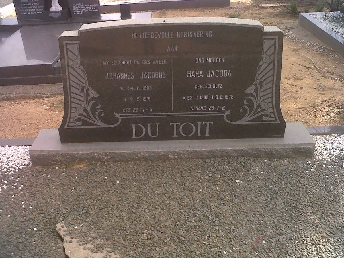 TOIT Johannes Jacobus, du 1908-1971 & Sara Jacoba SCHOLTZ 1908-1972