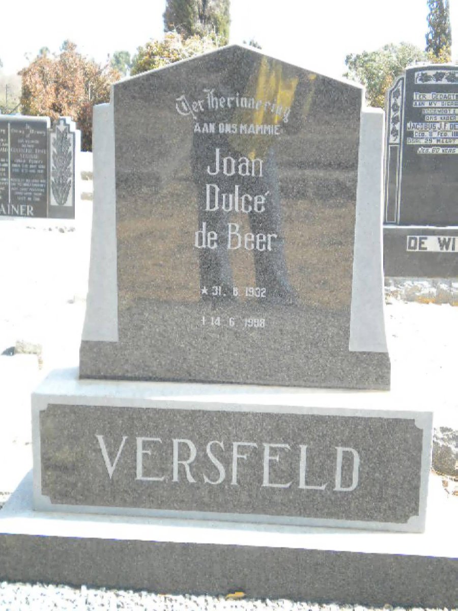VERSFELD Joan Dulce nee De BEER  1932-1998