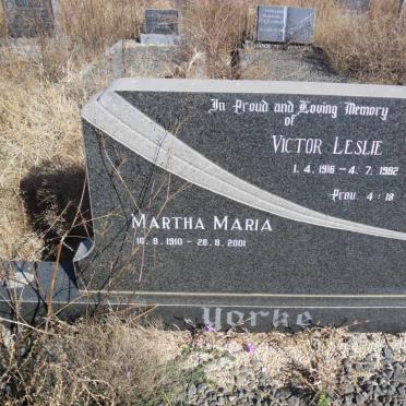 YORKE Victor Leslie 1916-1982 &amp; Martha Maria 1910-2001
