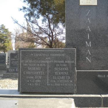 ZAAIMAN Barend Christoffel 1880-1963 &amp; Susanna Hermina Elizabeth SERFONTEIN 1888-1974