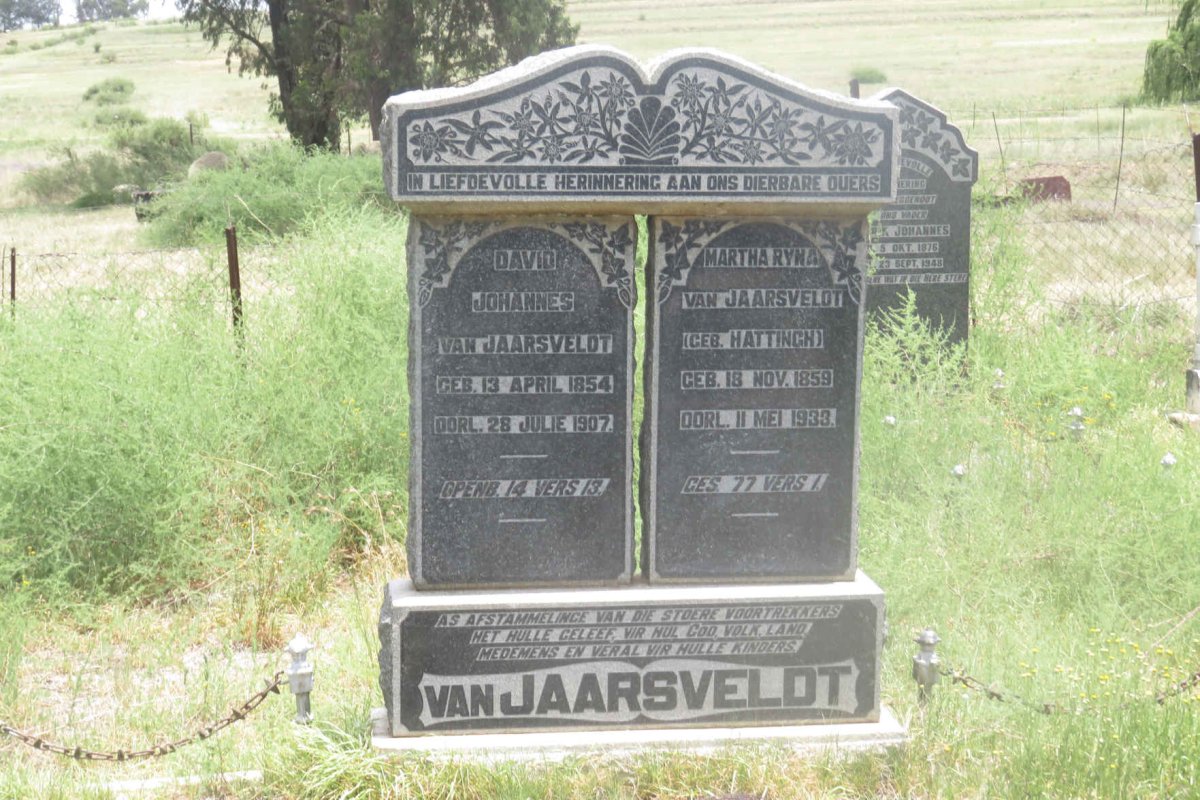 JAARSVELDT David Johannes 1854-1907 & Martha Ryna HATTINGH 1859-1933