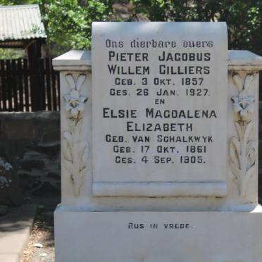 CILLIERS Pieter Jacobus Willem 1857-1927 &amp; Elsie Magdalena Elizabeth VAN SCHALKWYK 1861-1905