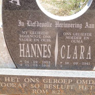 BOTHA Hannes 1933-1996 &amp; Clara 1941-