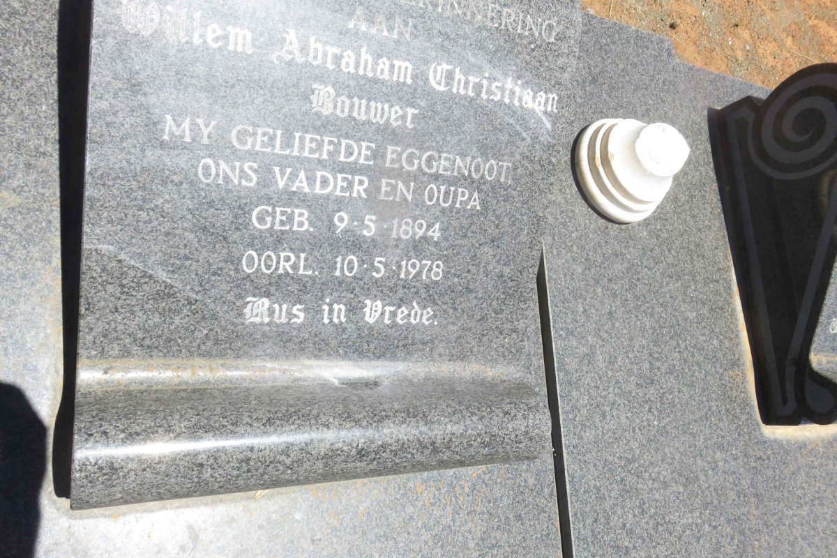 BOUWER Willem Abraham Christiaan 1894-1978 & Florence Jane EMSLIE 1905-1990
