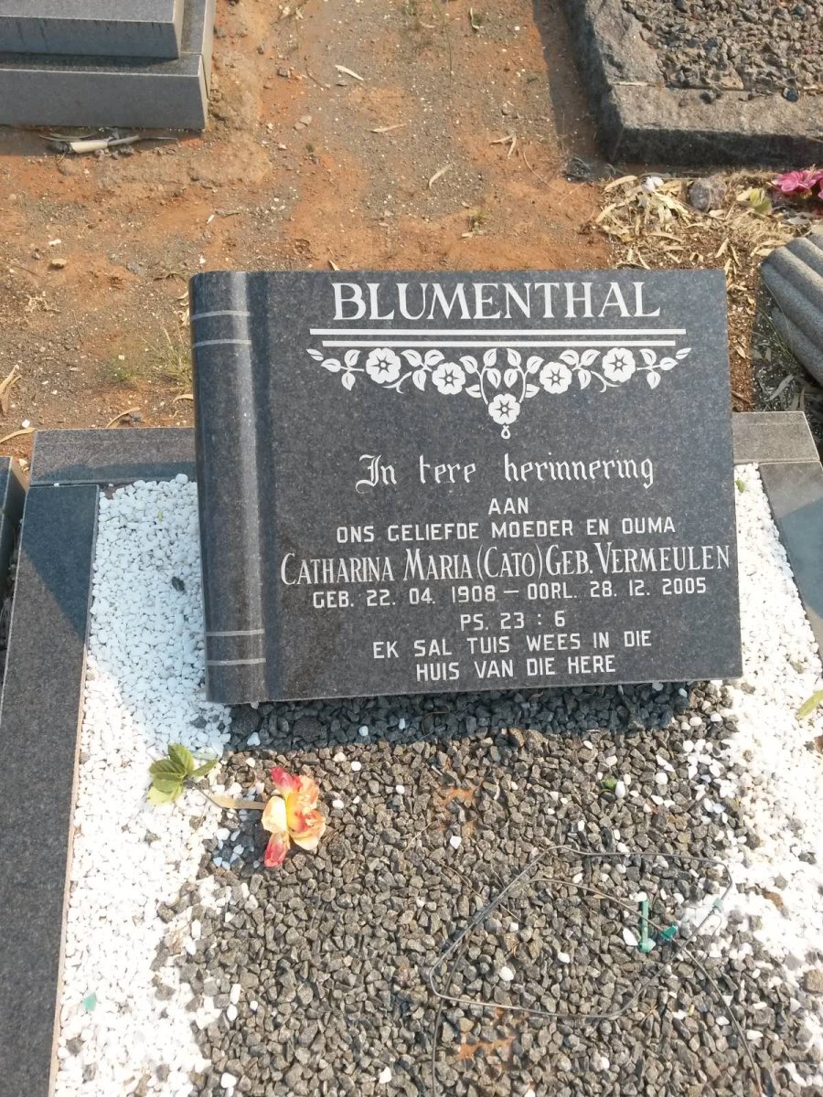 BLUMENTHAL Catharina Maria nee VERMEULEN 1908-2005