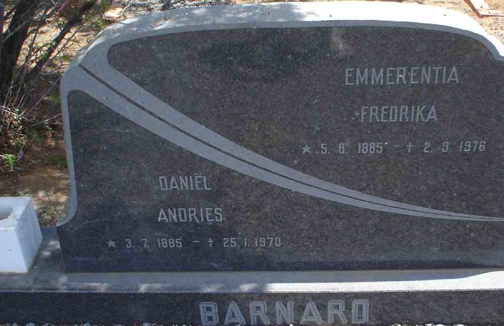 BARNARD Daniel Andries 1885-1970 & Emmerentia Fredrika 1885-1976