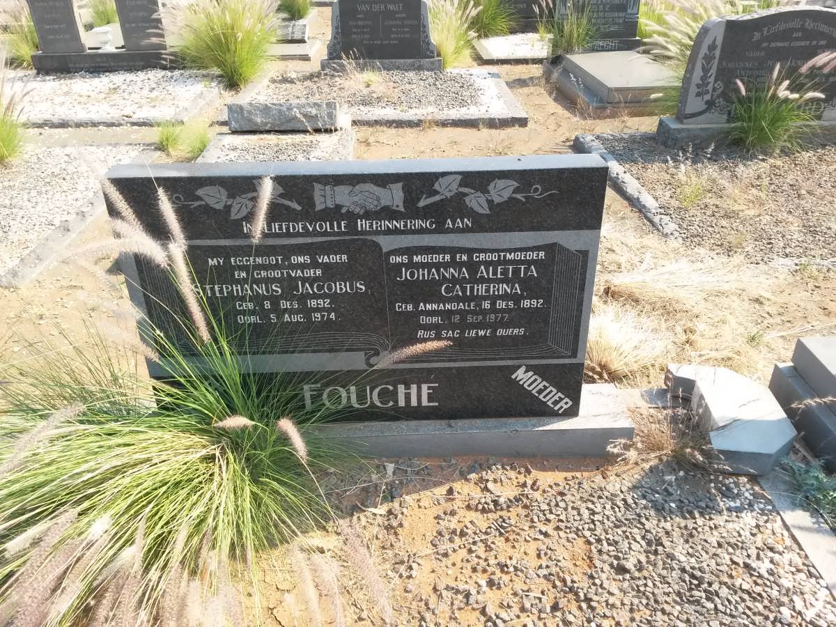 FOUCHÉ Stephanus Jacobus 1892-1974 & Johanna Aletta Catherina ANNANDALE 1892-1977