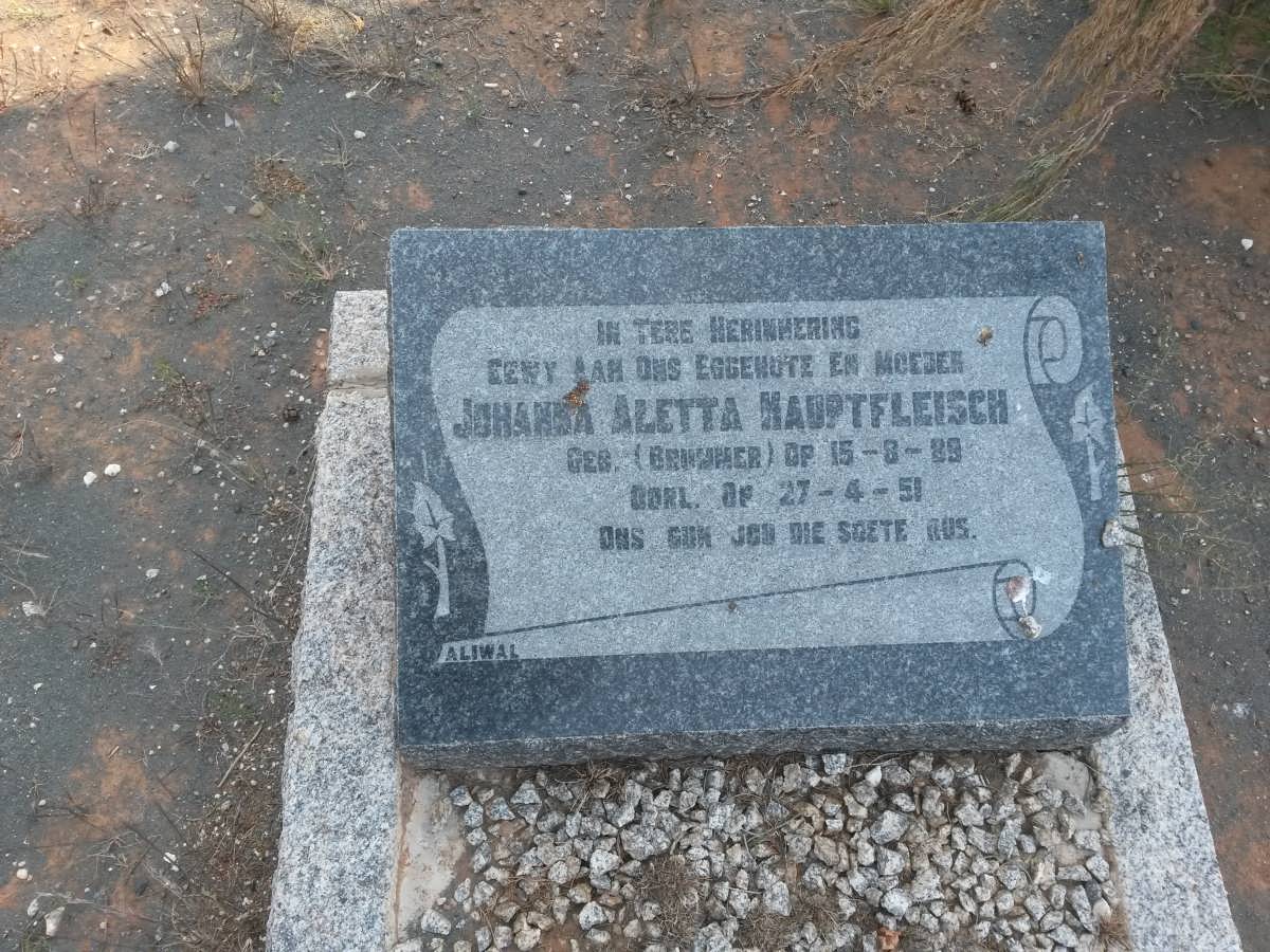 HAUPTFLEISCH Johanna Aletta nee BRUMMER 1889-1951