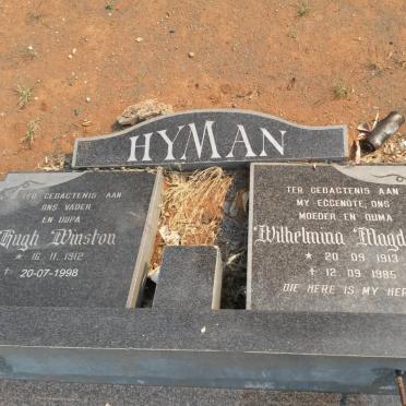 HYMAN Hugh Winston 1912-1998 &amp; Wilhelmina Magdalena 1913-1985