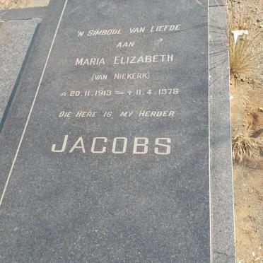 JACOBS Maria Elizabeth nee VAN NIEKERK 1913-1978