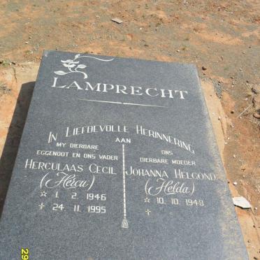 LAMPRECHT Herculaas Cecil 1946-1995 &amp; Johanna Helgonda 1948-