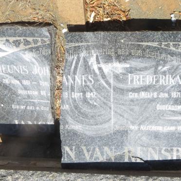 RENSBURG Theunis Johannes, Jansen van 1861-1947 &amp; Frederika Sarelina NEL 1871-1949 