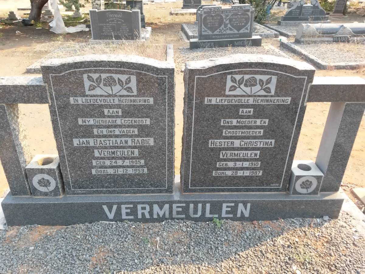 VERMEULEN Jan Bastiaan Rabie 1905-1959 &amp; Hester Christina 1910-1987