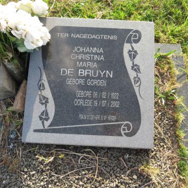 BRUYN Johanna Christina Maria, de nee GORDEN 1922-2002