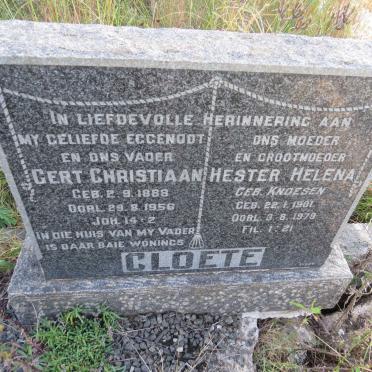 CLOETE Gert Christiaan 1888-1956 & Hester Helena KNOESEN 1901-1979
