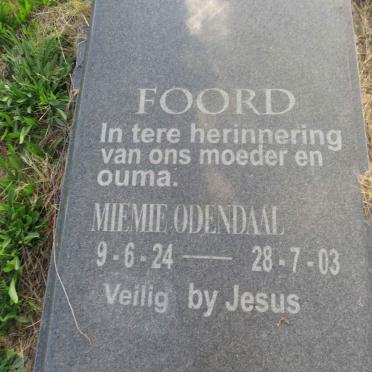 FOORD Miemie Odendaal 1924-2003