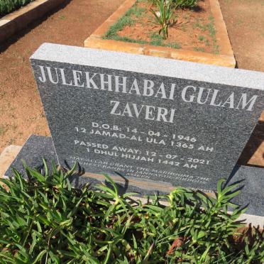 ZAVERI Julekhhabai Gulam 1946-2021