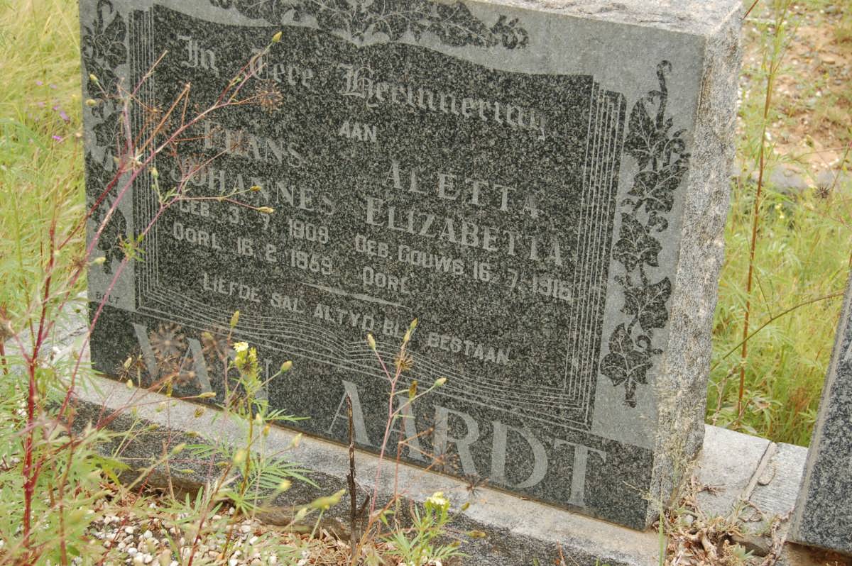 AARDT Frans Johannes, van 1909-1959 & Aletta Elizabetta GOUWS 1916-