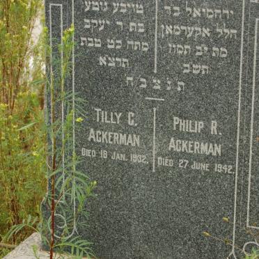 ACKERMAN Philip R. -1942 &amp; Tilly C. -1932