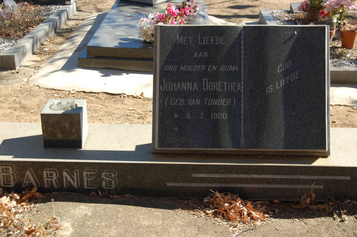 BARNES Ernest 1922-1989 & Johanna Dorethea VAN TONDER 1920-