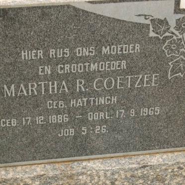 COETZEE Martha R. nee HATTINGH 1886-1965