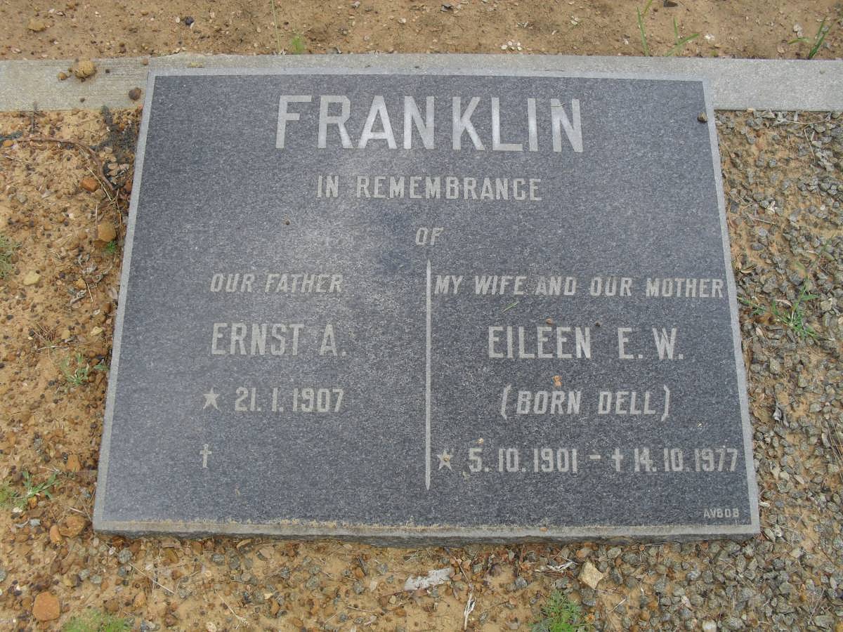 FRANKLIN Ernst A. 1907- & Eileen E.W. DELL 1901-1977