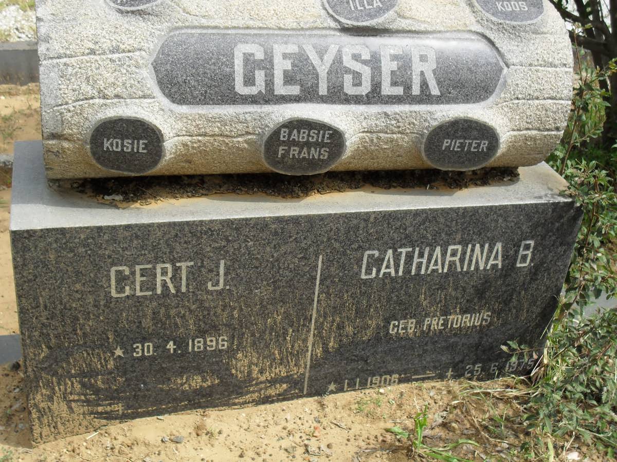GEYSER Gert J. 1896- & Catharina B. PRETORIUS 1906-1975