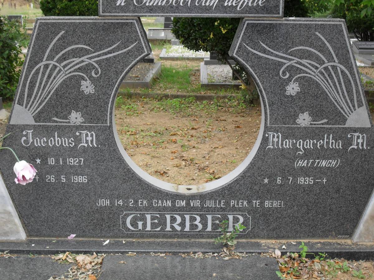 GERBER Jacobus M. 1927-1986 & Margaretha M. HATTINGH 1935-